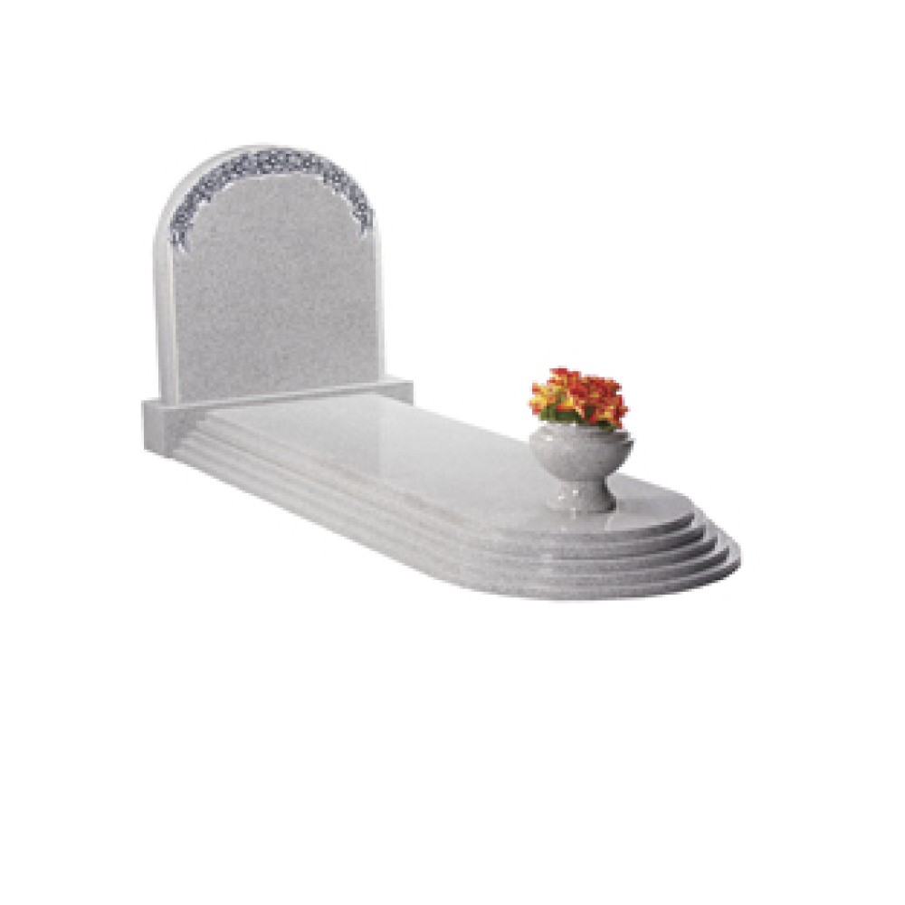 EC109 Light Grey Granite Headstone and Steps Memorial with Vase EC109 Light Grey Granite Headstone and Steps Memorial with Vase