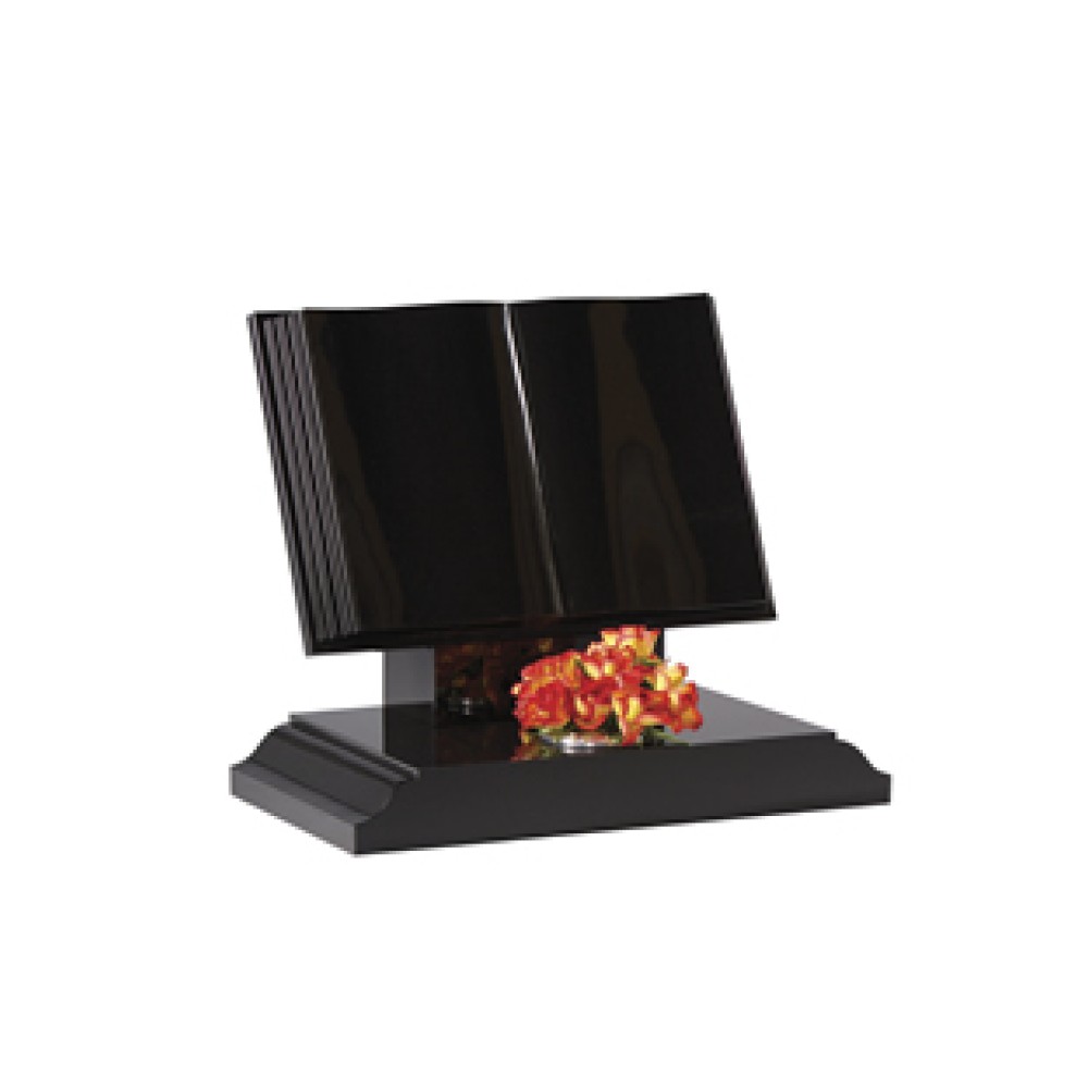 EC134 Black Granite traditional style book with stepped and polished page edges and half ogee moulded edges on the base