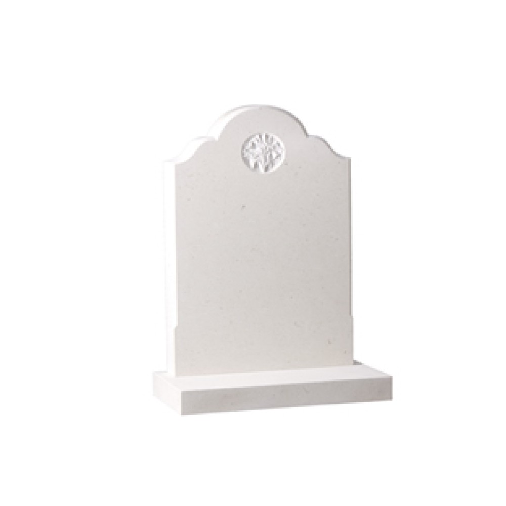 EC174 Portland Stone churchyard style memorial incorporating a hand carved lily.