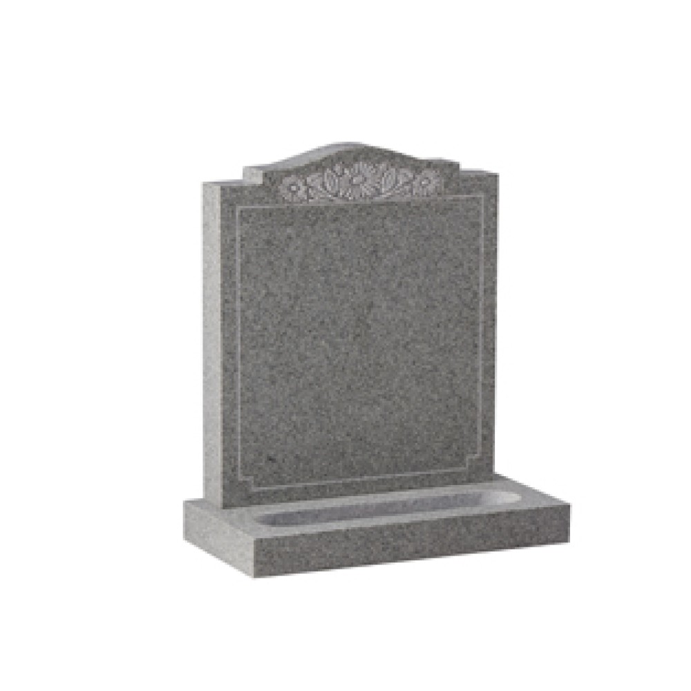 EC176 Karin Grey Granite headstone with deep sandblast daisy design. Planting trough for flowers in the base. EC176 Karin Grey Granite headstone with deep sandblast daisy design. Planting trough for flowers in the base.