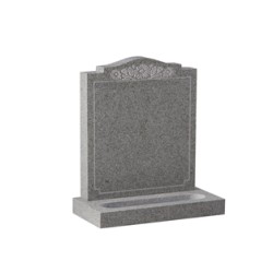 EC176 Karin Grey Granite headstone with deep sandblast daisy design. Planting trough for flowers in the base.