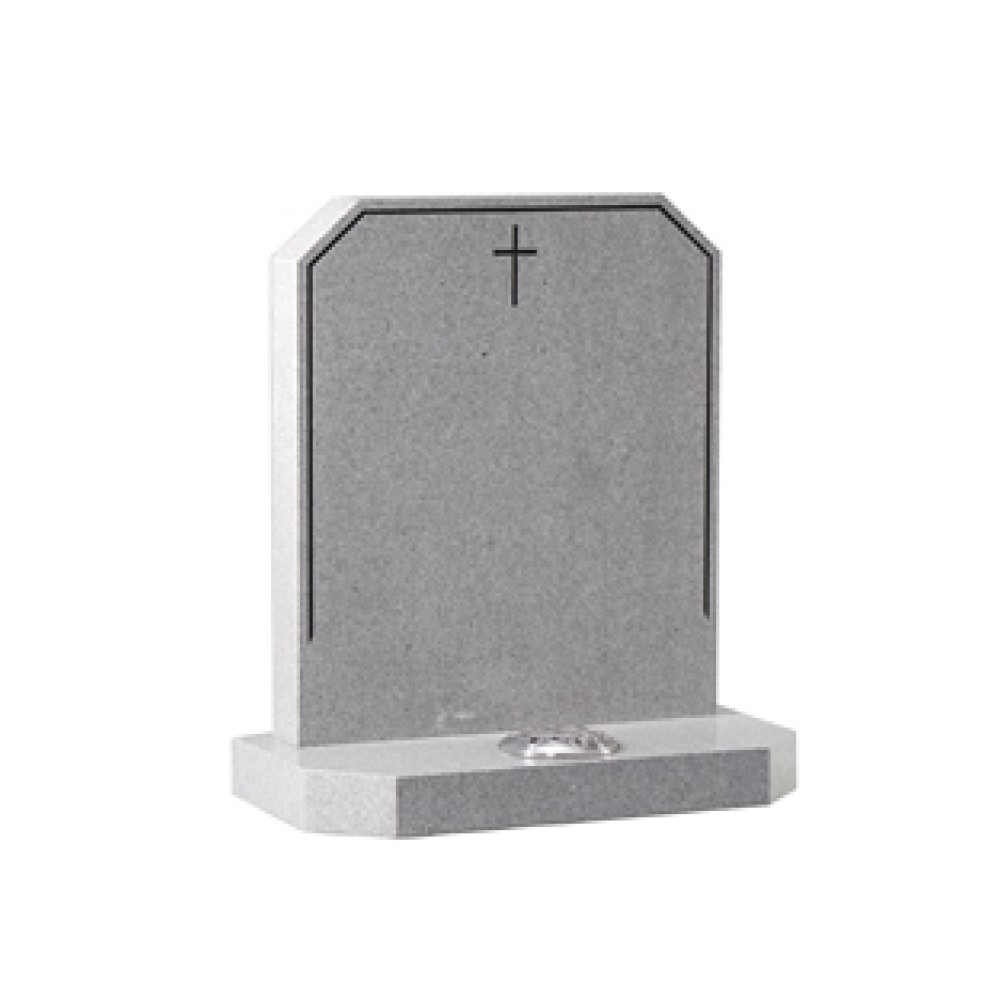 EC178 Abbey Grey Granite headstone. A fine, light grey granite which provides a perfect contrast to the dark highlighted pin line. EC178 Abbey Grey Granite headstone. A fine, light grey granite which provides a perfect contrast to the dark highlighted pin line.