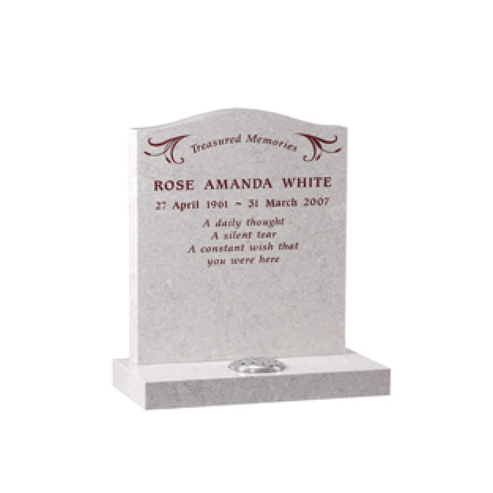 EC20 Rose White Granite Memorial Headstone EC20 Rose White Granite Memorial Headstone