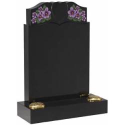 EC21 Black Granite Memorial with Raised Heart and Violets