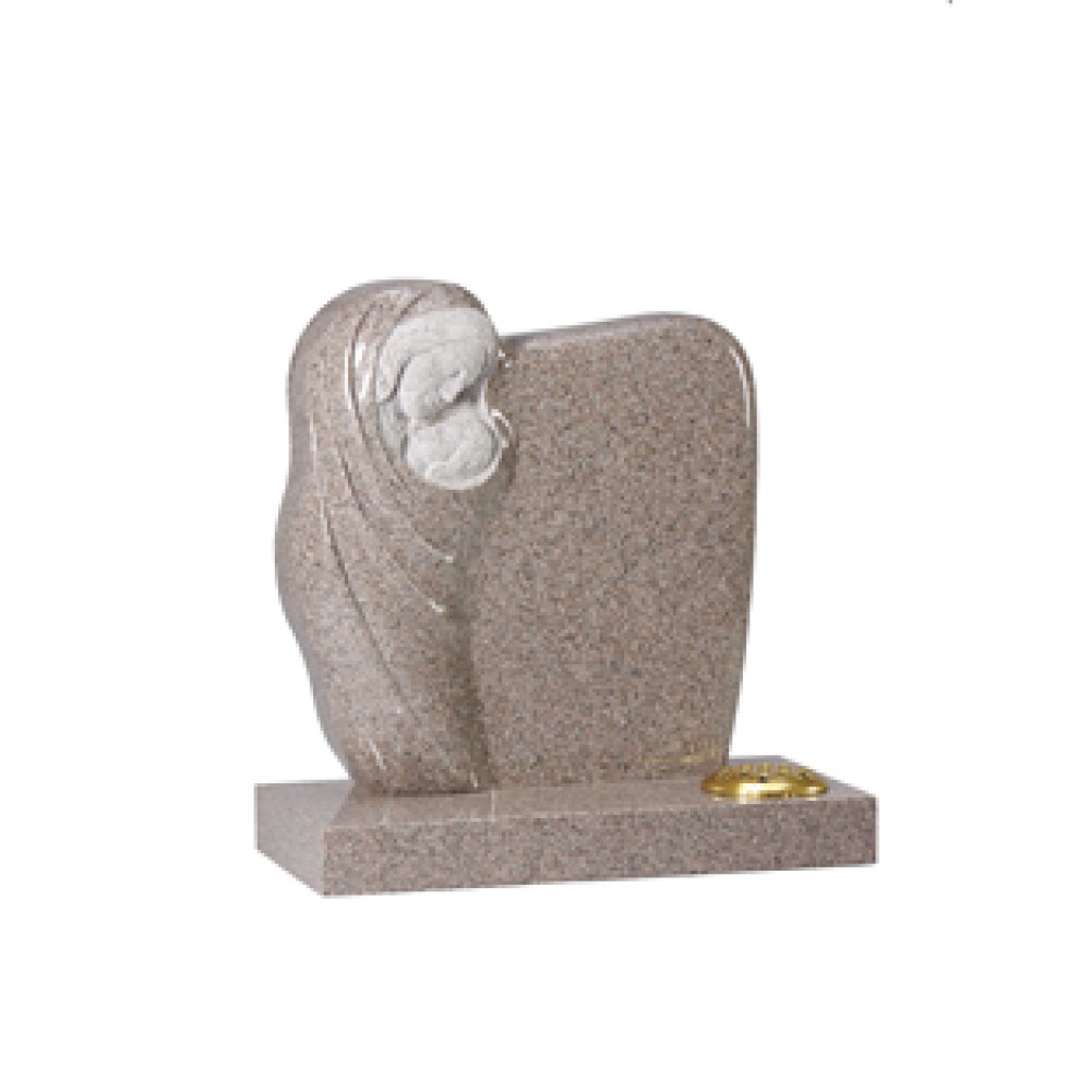 EC222 Carnation Granite Carved Madonna and Child Memorial