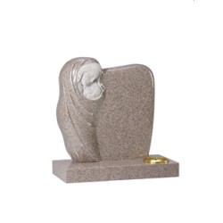 EC222 Carnation Granite Carved Madonna and Child Memorial