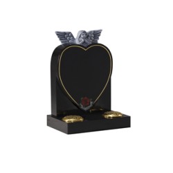 EC227 Black Granite Childrens Heart and Angel Memorial