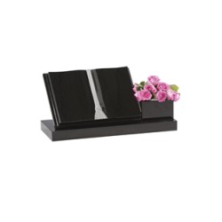 EC240 Black Granite Cremation Book and Vase Memorial