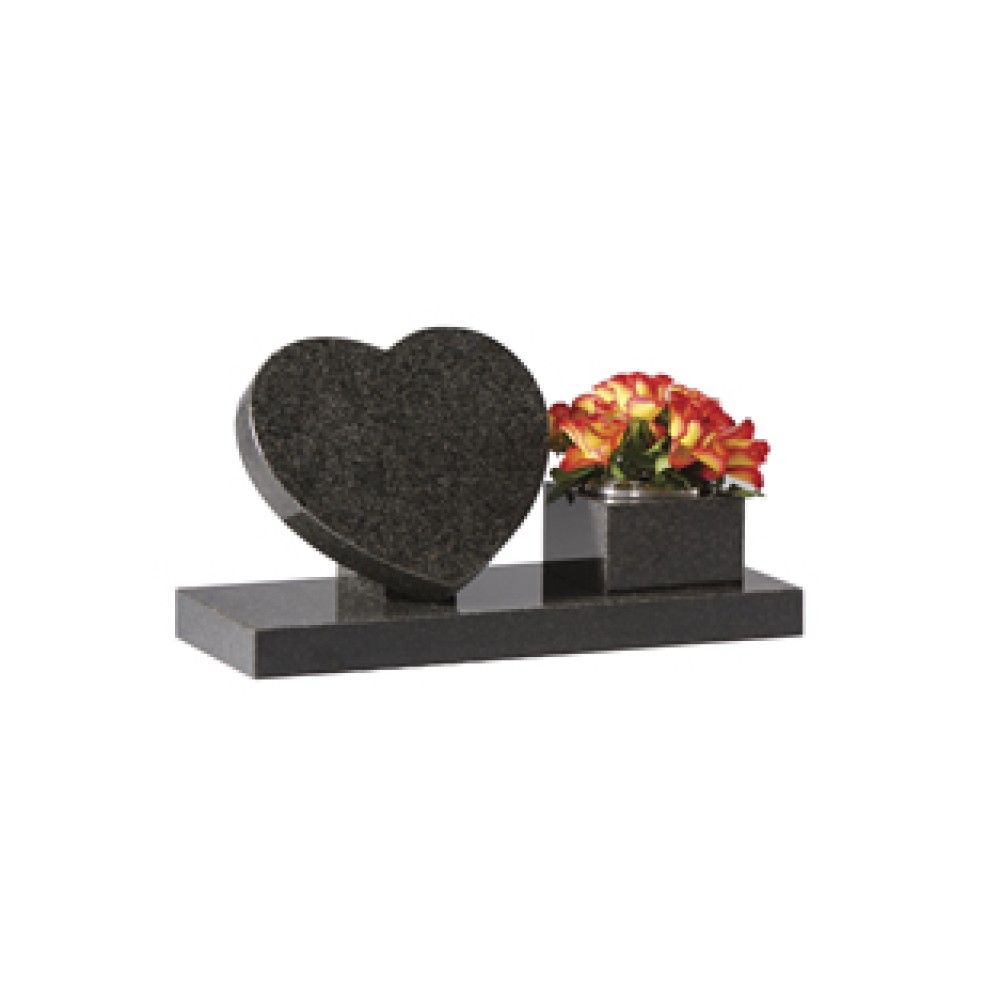 EC243 Dark Grey Granite Heart and Vase Cremation Memorial