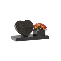 EC243 Dark Grey Granite Heart and Vase Cremation Memorial