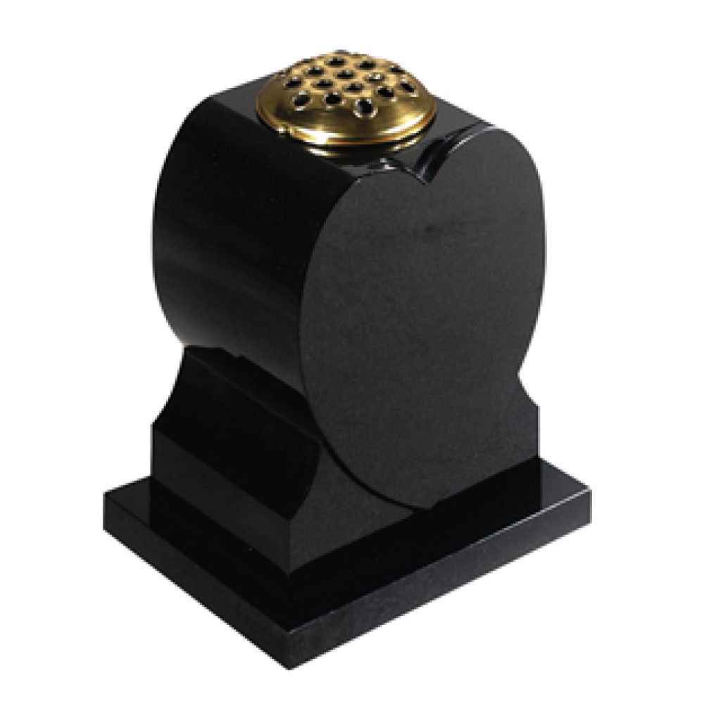 EC275 Black Granite Shaped Vase with Base Plate EC275 Black Granite Shaped Vase with Base Plate