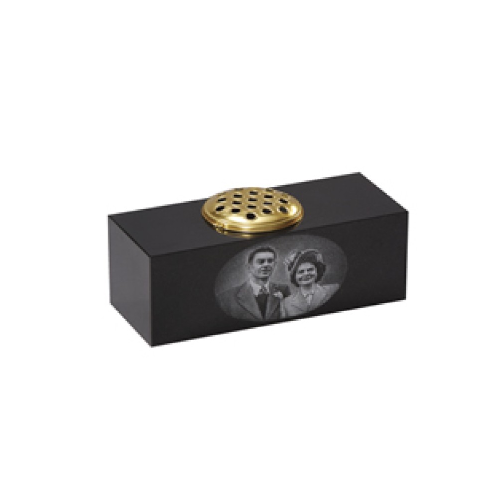 EC278 Black Granite Double Vase with Etching EC278 Black Granite Double Vase with Etching