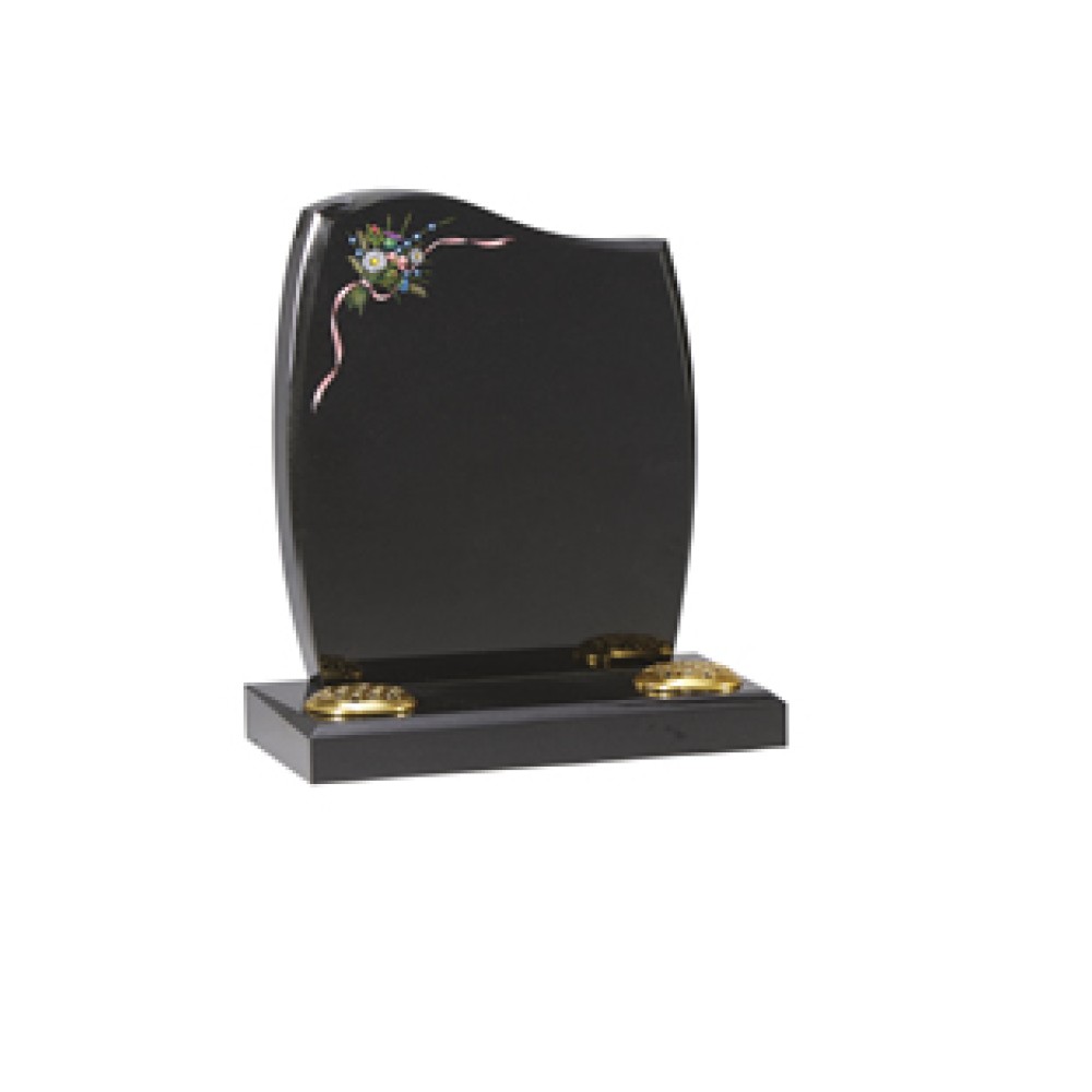 EC3 Black Granite headstone with centre splay base. Personalised designs can be added. EC3 Black Granite headstone with centre splay base. Personalised designs can be added.