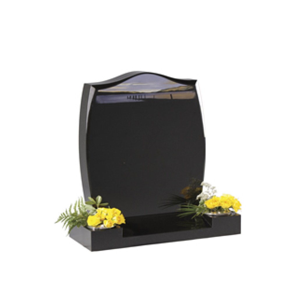 EC5 Black Granite headstone. A favourite location or scene can be added by out highly skilled artists. EC5 Black Granite headstone. A favourite location or scene can be added by out highly skilled artists.