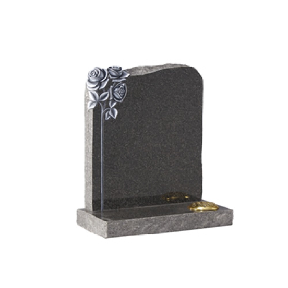 EC71 Dark Grey Granite Headstone with highlighted hand carved roses to contrast the rustic edges. EC71 Dark Grey Granite Headstone with highlighted hand carved roses to contrast the rustic edges.